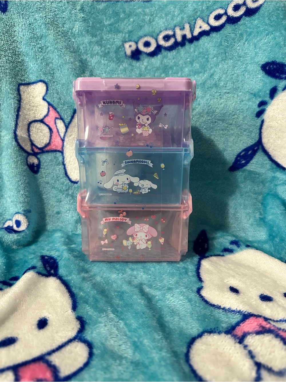 Sanrio Character Stackable Small Storage Box - Pink, Purple, Blue